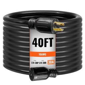 VEVOR 30 Amp Generator Cord and Power Inlet Box Kit, 40 FT, NEMA L14-30P/L14-30R STW 10 AWG Generator Power Extension Cord with Twist Lock Connec